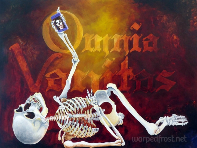 Inspired by La Calavera Catrina and Dutch vanitas paintings. Exhibited at Wayne State University's 2015 Art Education & Art Therapy show. (Acrylic on canvas, 2014)