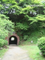 A tunnel on the grounds of Dazaifu Tenmangū Shrine. Beyond it is the mountain road up to Kamado Shrine. (April 2016)
